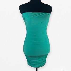 SHEIN Strapless Teal Green tight bandage sparkly stretch mini Dress S